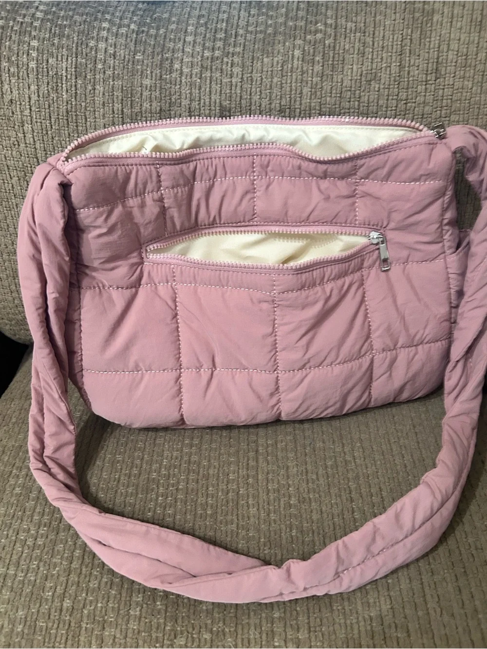 Quilted Shoulder Bag in Light Pink - Women